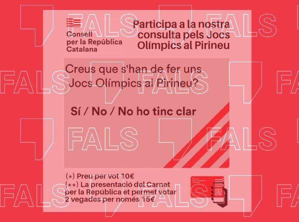 Es falso que votar en la consulta del Consell per la República sobre los Juegos Olímpicos de invierno tenga un coste de 10 euros