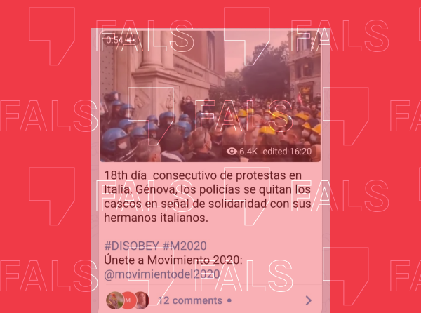 La protesta de unos obreros en Génova no tiene nada que ver con el confinamiento por el Covid-19