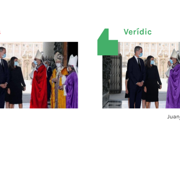 La foto dels eclesiàstics rebent els reis amb túniques dels colors republicans és un muntatge