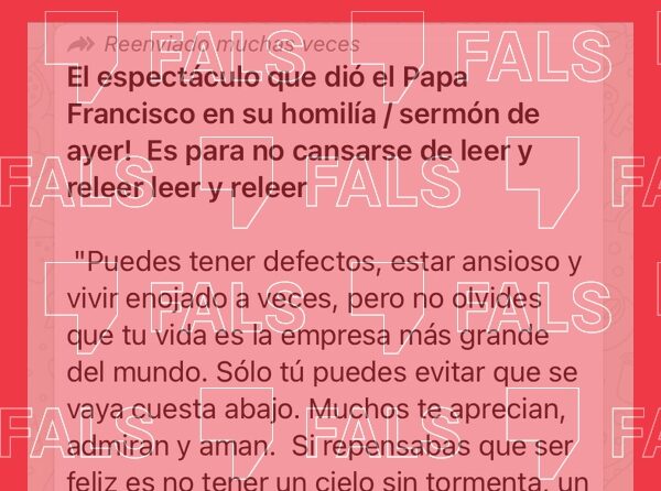 “Ser feliç”, l’homilia falsa atribuida al papa Francesc