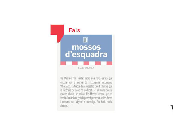 Els Mossos no alerten sobre l’actualització de Whatsapp