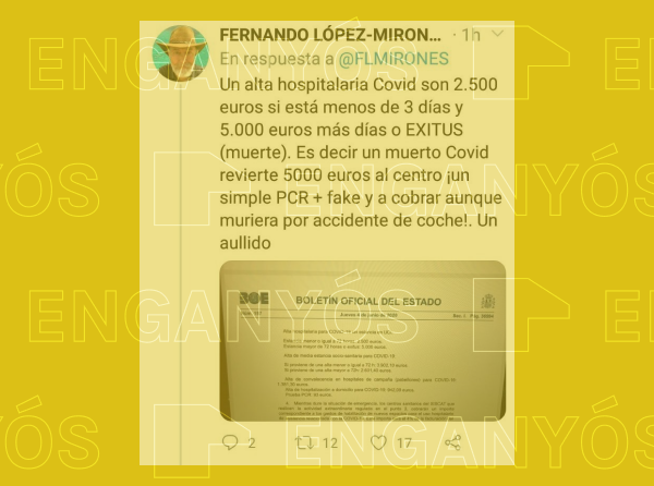 Es engañoso que los hospitales cobren más por un paciente ingresado con Covid-19 que por accidente de tráfico