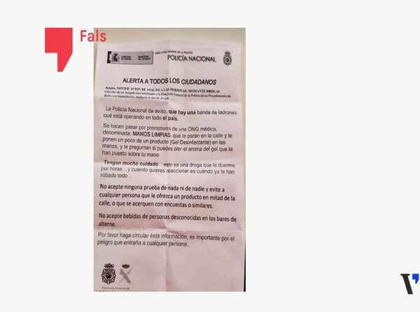 És fals que una organització anomenada Manos Limpias utilitzi gel desinfectant per robar-te