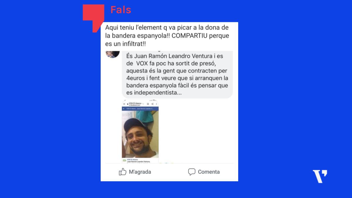 L’acusat en el cas de la dona amb la bandera espanyola no és ni expresidiari ni de Vox