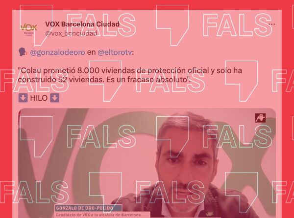 L’Ajuntament ha construït 1.442 habitatges públics des del 2016, no 52, com afirma el candidat de Vox