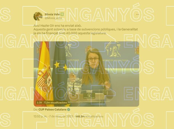El Govern ha subvencionado a la organización antiabortista Pro Vida, pero no a Hazte Oír, a pesar de lo que dice Mireia Vehí