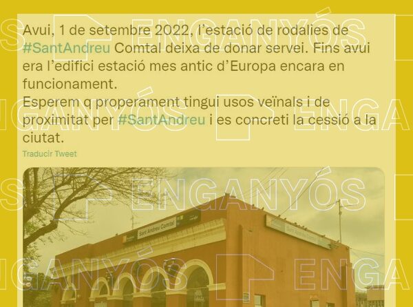 La estaci&oacute;n de Sant Andreu Comtal sigue funcionando y no fue clausurada el 1 de septiembre, a diferencia de lo que ha afirmado un usuario en Twitter