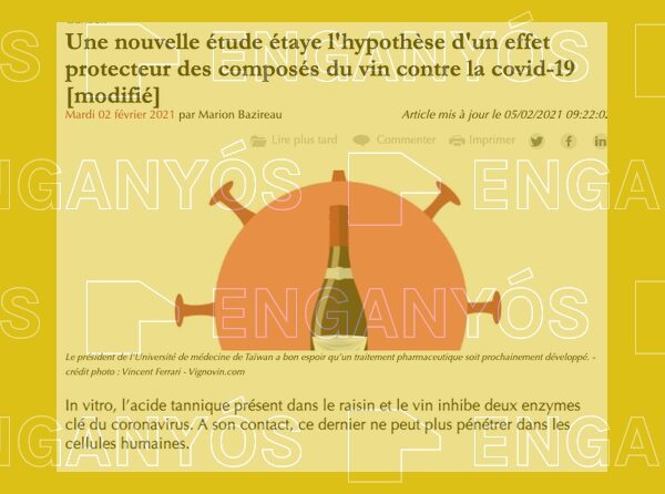 No está demostrado que el vino o los taninos sean beneficiosos para prevenir la covid-19