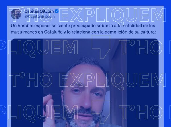 Imatge amb el tuit i el vídeo que parla dels naixements de pares musulmans.