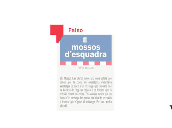 Los Mossos no alertan sobre la actualización de Whatsapp
