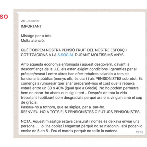 No hay indicios de que el gobierno español plantee rebajar las pensiones un 30 o 40%