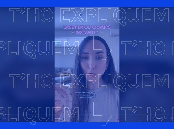 Captura de pantalla d'un TikTok on s'assegura que l'acupressió auricular és útil per a tractar les rampes menstruals, amb el cartell de T'ho Expliquem.