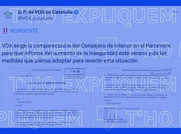 Los datos de Vox sobre criminalidad en Catalunya, contextualizados