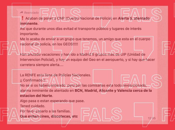 Mensaje alerta terrorista