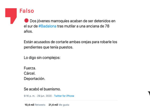 Los autores de un robo con violencia en Badalona no le cortaron las dos orejas a la víctima